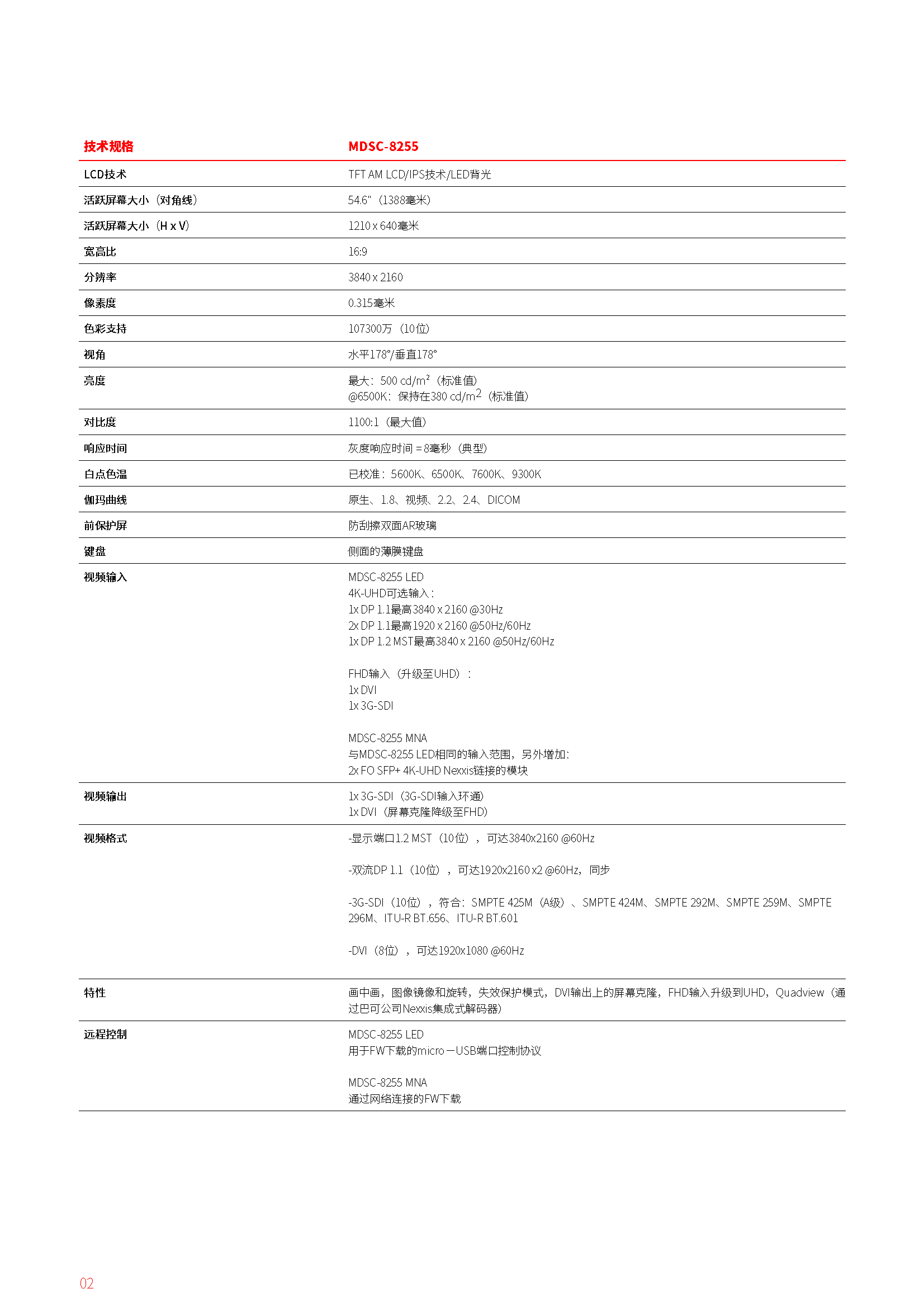 MDSC-8255 4K UHD外科顯示器(圖2)